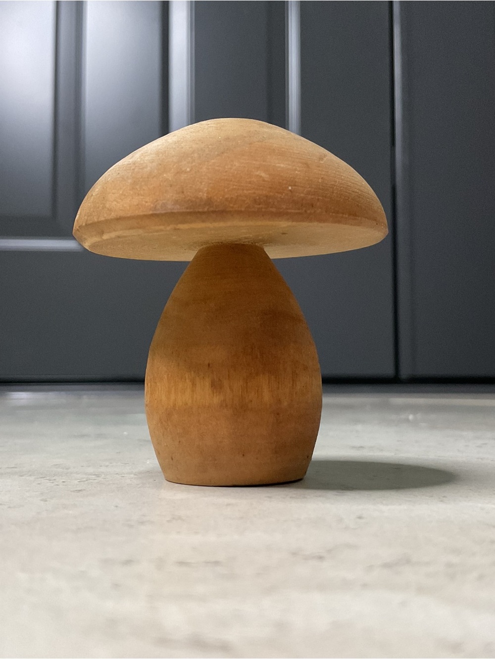 Sm Wooden Mushroom Sculpture handcrafted in Denver with Aspen 157 Natural 2.5”